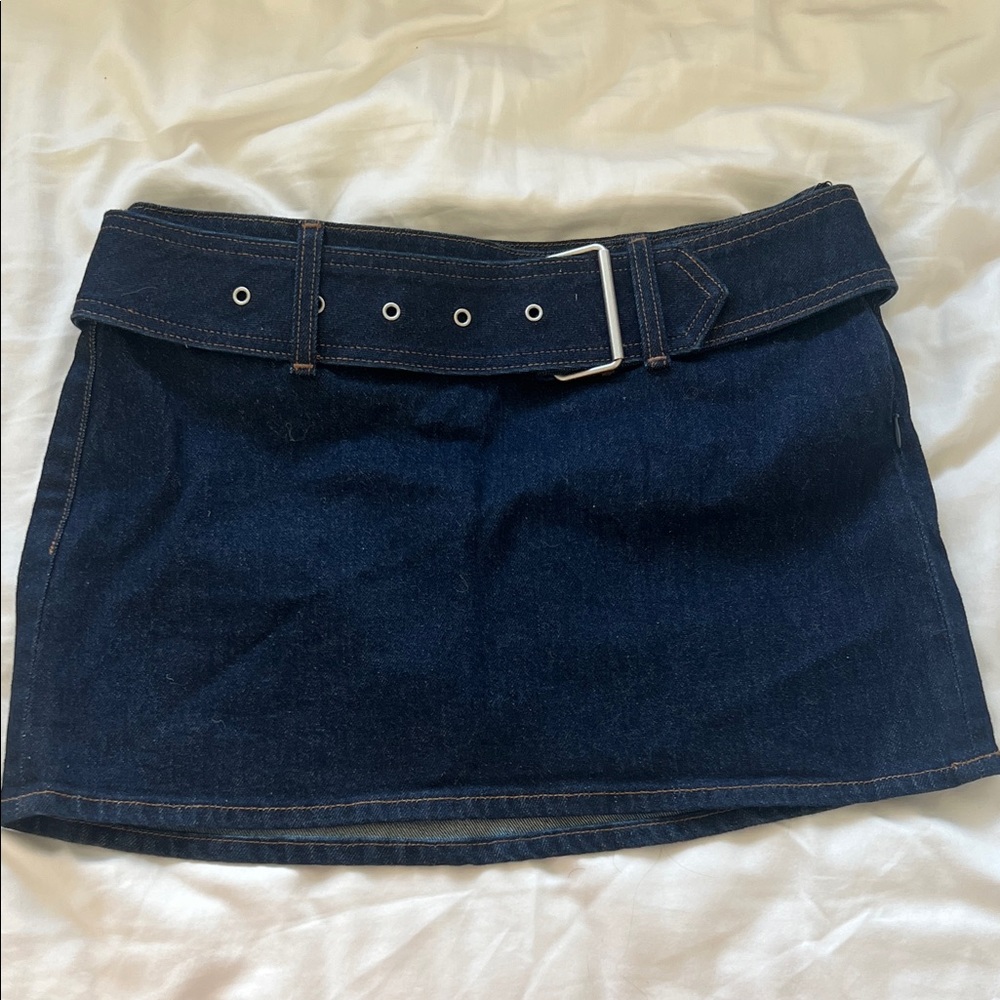 Abercrombie & Fitch Dark Blue Denim Mini Skirt with Belt